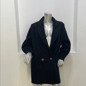 Donny Brook Vintage Wool Blend Black Double-Breasted Coat Size 6